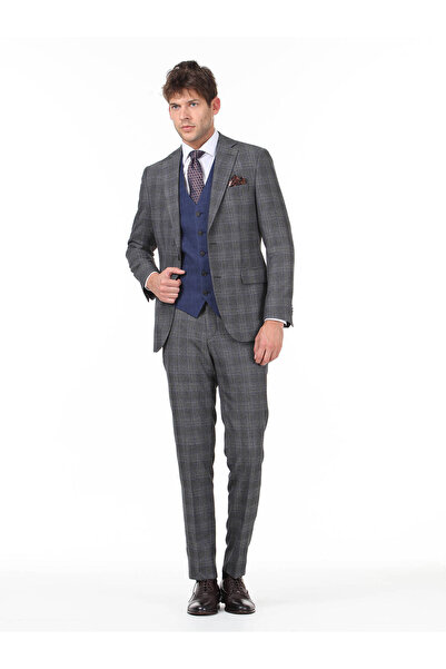 Kip Antrasit Yelekli Takım Elbise