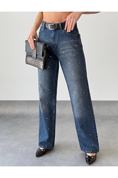 MODA Γυναικείο τζιν με λεπτομέρεια καρδιάς