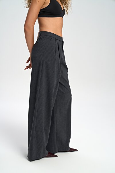 MAI STUDIOS CO. Jessical Çizgili Antrasit Pantolon