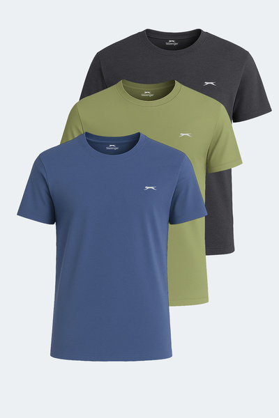 Slazenger مجموعة تي شيرت رجالي من KRATER مكونة من 3 قطع باللون الرمادي الداكن...