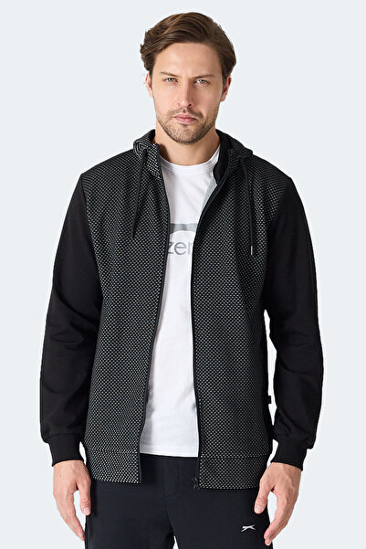 Slazenger Hanorac negru cu glugă pentru bărbați FLAME cu buzunare