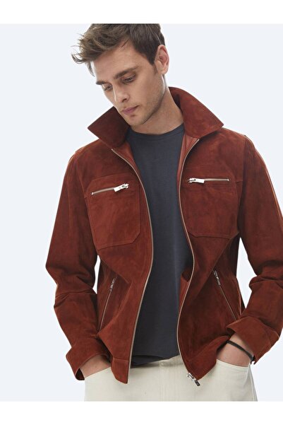 Kip Kiretil Regular Fit Shirt Collar Smart Casual Leather Coat