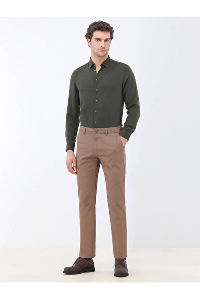 Kip Ανοιχτό καφέ ίσιο υφαντό παντελόνι με κανονική εφαρμογή casual βαμβακερό μείγμα