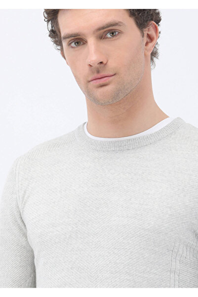 Kip Açık Gri Bisiklet Yaka Yün Karışımlı Triko Kazak