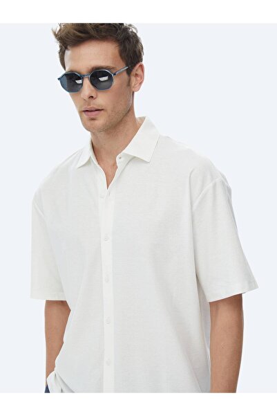 Kip Beyaz Oversize Fit Casual %100 Pamuk Gömlek