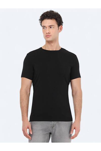 Kip Μαύρο T-Shirt με λαιμόκοψη ποδηλάτου από βαμβακερό μείγμα