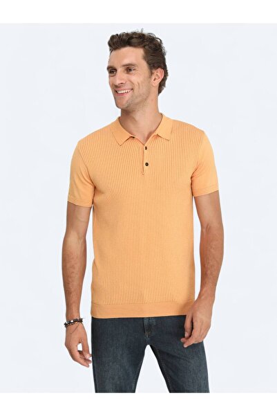 Kip Salmon Polo Neck Jacquard Knitwear