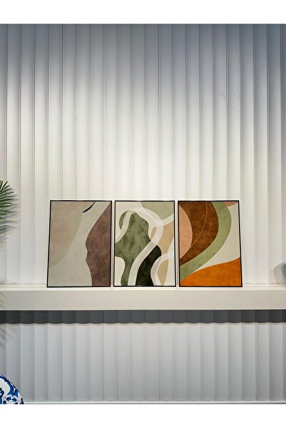 Tablomtr Digital Printed Metal Framed Glass 3-Piece Decorative Table -Verde Fluent