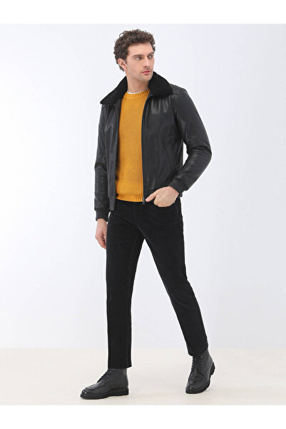 Kip Πλεκτό πουλόβερ με κίτρινη λαιμόκοψη από βαμβακερό μείγμα