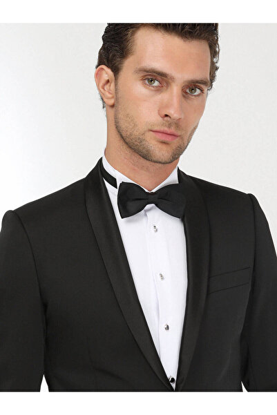 Kip Shawl Collar Slim Fit Black Patterned Tuxedo Suit