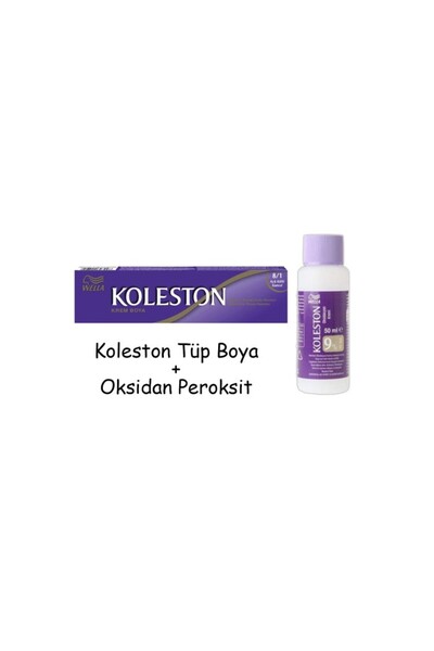 Wella Koleston Tüp Boya 50 ml - 8.1 Açık Küllü Kumral + 30 Vol Oksidan Peroksit