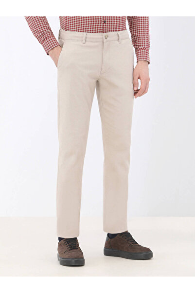 Kip Pantaloni casual din amestec de bumbac, țesuți uni, cu croiala normală