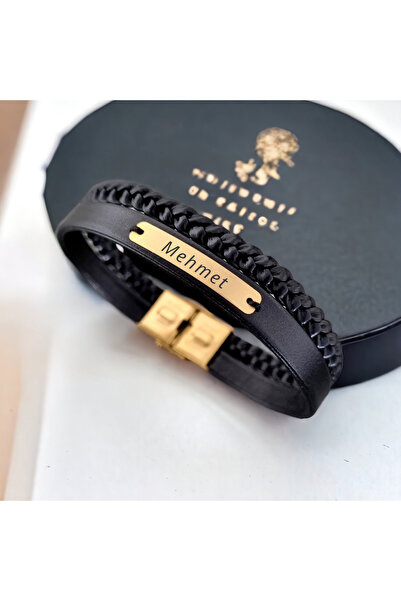 ARCHINO GOLD 14 Ayar Altın Plakalı Mehmet Yazılı Dikdörtgen Motifli Hakiki Si...