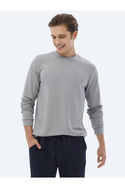 Kip Γκρι φούτερ με λαιμόκοψη - εμπριμέ