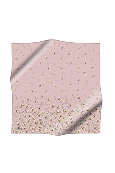 Vissona % 57 İPEK % 43 VİSKON Twill İpek Çiçek Desenli Pudra Renkli 90x90 Eşarp Dikim Şekli : El Dikişi