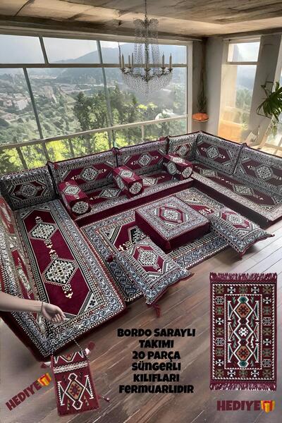 mdhomecarpet Anadolu Şark Köşesi Takımı 10 Cm Kalınlık – Otantik Kilim Desenli, Şık Salon Balkon Takımı