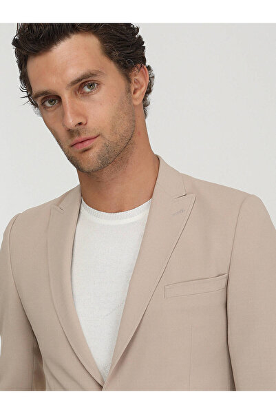 Kip Bej Düz Slim Fit Ceket