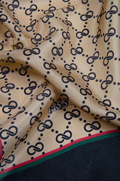 Vissona 100% silk small motif patterned beige color 92x210 shawl