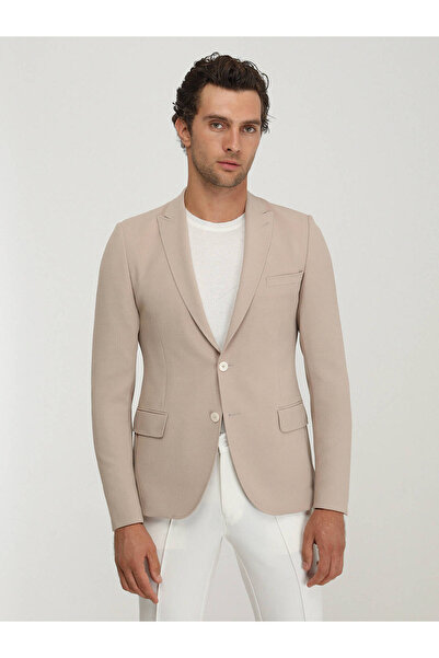 Kip Μπεζ Slim Fit ίσιο μπουφάν