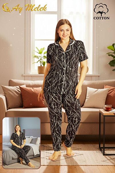 AYMELEK Γυναικείο Σετ Πυτζάμες Βαμβακερό Σετ Πουκάμισο και Πιτζάμες (Μεγάλο μ...