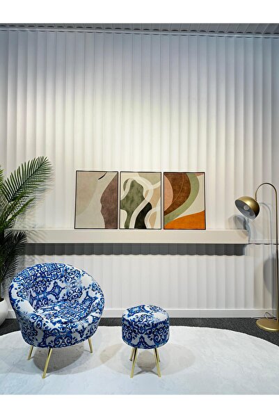 Tablomtr Digital Printed Metal Framed Glass 3-Piece Decorative Table -Verde Fluent