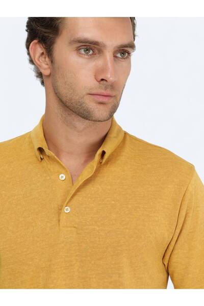 Kip Safran Plain Polo Neck Cotton Blend T-Shirt