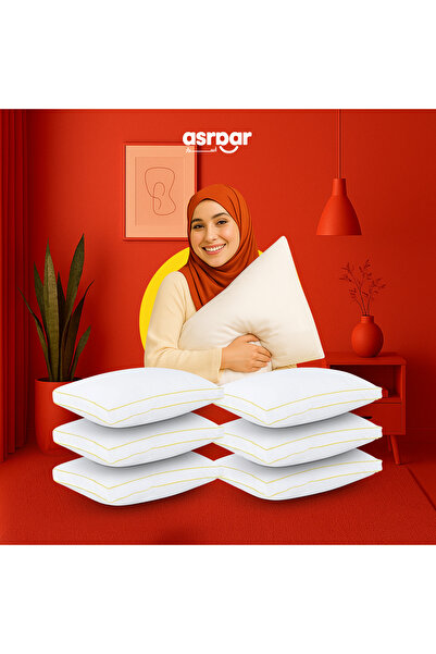 Asraar مجموعة من 6 قطع | وسائد سرير من الألياف الدقيقة بسمك 20 سم - وسادة رئي...