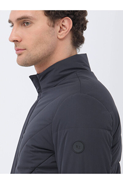 Kip Anthracite Regular Fit Stand Collar Casual Woven Coat