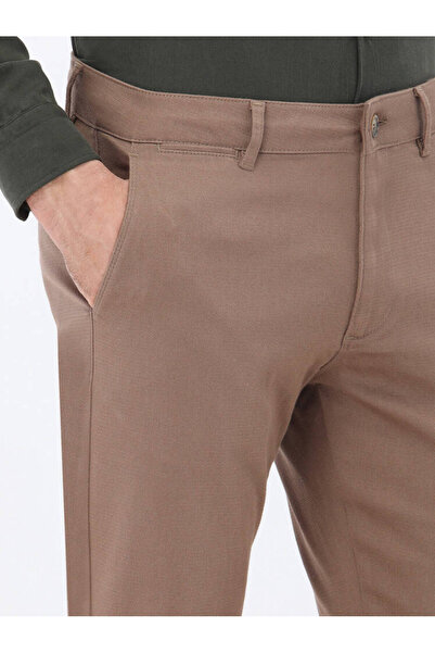 Kip Ανοιχτό καφέ ίσιο υφαντό παντελόνι με κανονική εφαρμογή casual βαμβακερό μείγμα