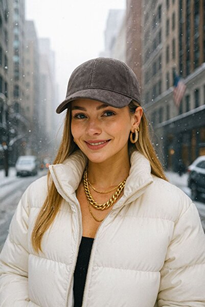 FELLMENS Antrasit Nubuk Süet Unisex Kep Şapka