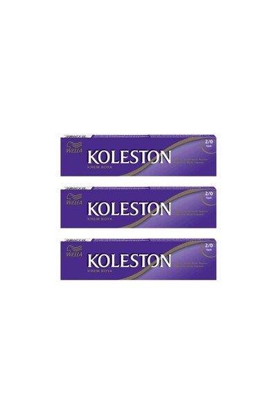 Wella Koleston Tüp Boya 50 ml - 2.0 Siyah 3 Adet