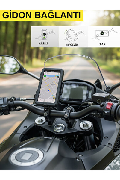 PRORIDER Motosiklet Telefon Tutucu Su Geçirmez Gidon Ve Kol Bağlantılı 2 Apar...