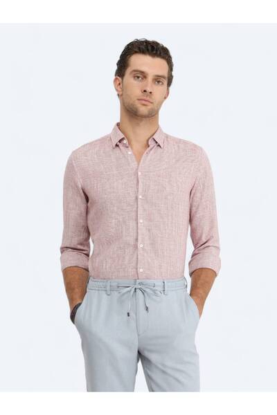 Kip Red Regular Fit Woven Casual Cotton Blend Shirt