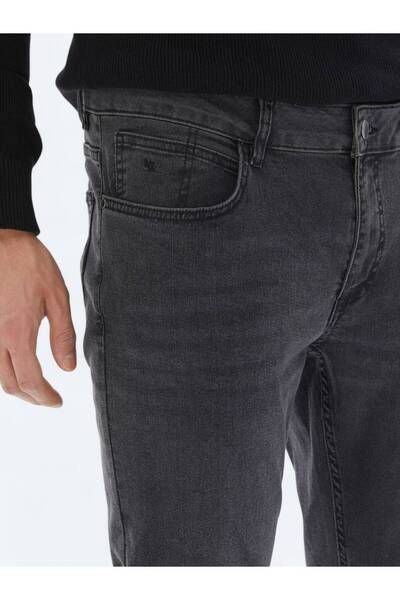Kip Koyu Gri Super Slm Fit Denim Pamuk Karışımlı Pantolon