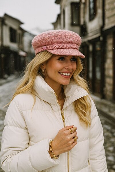 FELLMENS قبعة نسائية من صوف السلمون