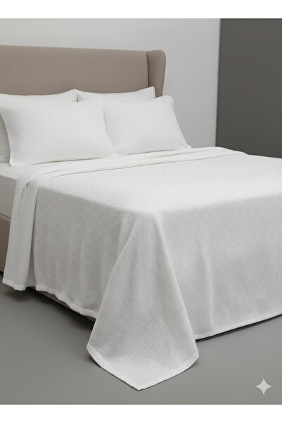 INTER Z Double White Diamond Patterned Hotel Blanket - 200X240 cm