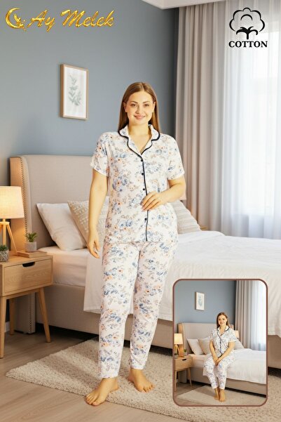 AYMELEK Γυναικείο Σετ Πυτζάμες Βαμβακερό Σετ Πουκάμισο και Πιτζάμες (Μεγάλο μ...