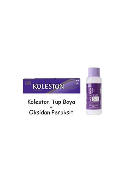 Wella Koleston Tüp Boya 50 ml - 6.4 Kızıl Bakır + 20 Vol Oksidan Peroksit