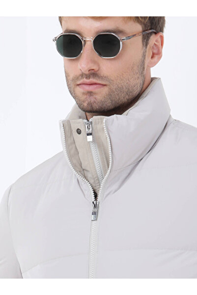 Kip Palton Casual din țesătură cu guler în picioare, Croială Regulară