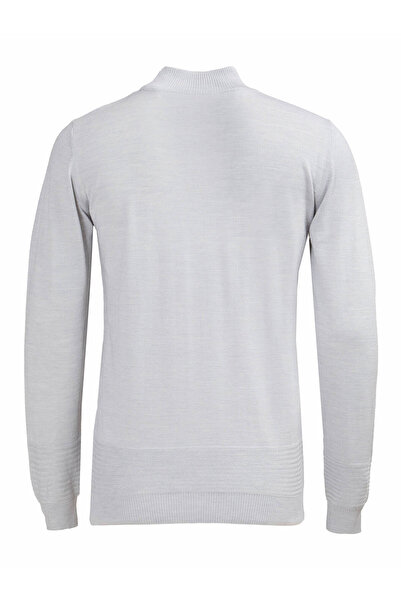 Kip Açık Gri Yarım Balıkçı Yaka Yün Karışımlı Triko Kazak