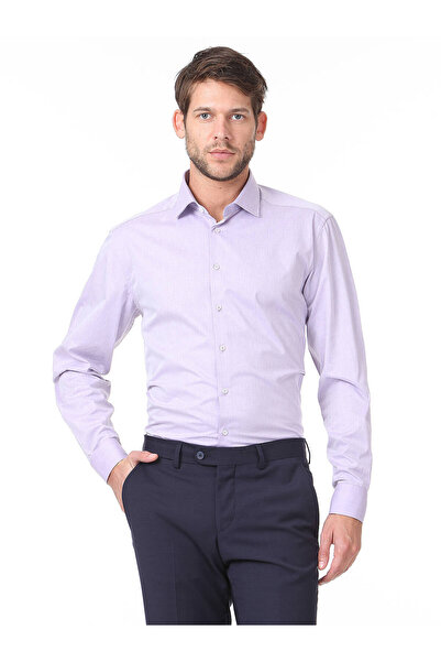Kip Liliac Regular Fit - Cămașă clasică din amestec de bumbac