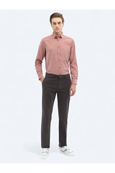Kip Gri Dokuma Regular Fit Kadife Casual Pamuk Karışımlı Pantolon