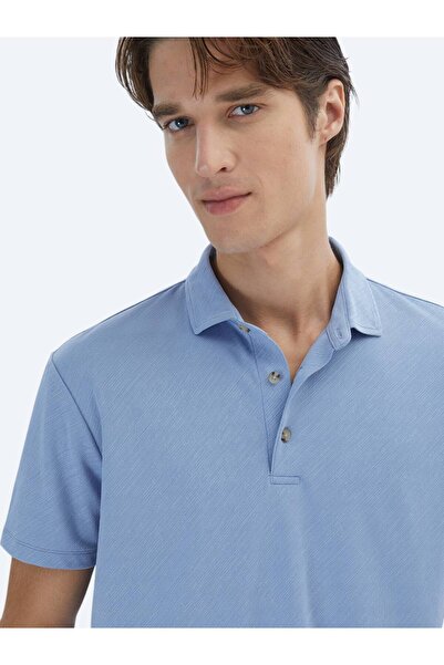 Kip Синя жакардова футболка з поло-коміром