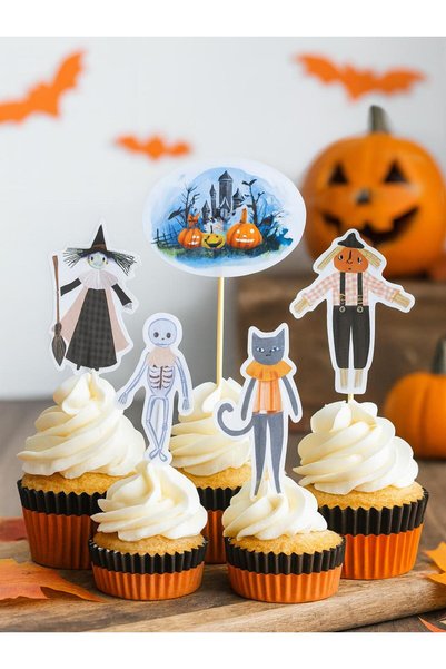 Parti Adresi Halloween Temalı Kürdan Cadılar Bayramı Cupcake Kürdanı 10'lu
