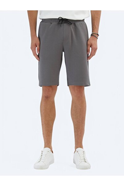 Kip Ανθρακί ίσιο πλεκτό αθλητικό βερμούδα για τζόκινγκ