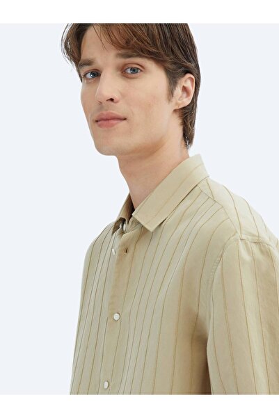 Kip Limon Küfü Oversize Fit Dokuma Casual Gömlek