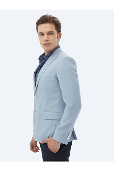 Kip Açık Mavi Düz Slim Fit Ceket