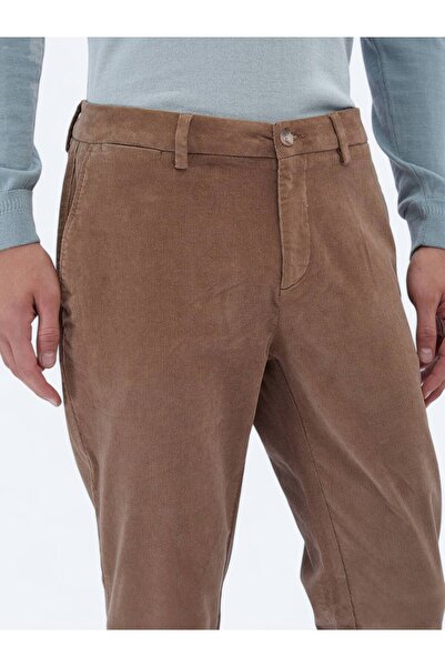 Kip Deve Tüyü Dokuma Regular Fit Kadife Casual Pamuk Karışımlı Pantolon