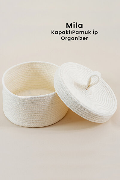 Marrien Mila Pamuk İp Organizer Ekru 22x12 Mutfak, Banyo & Dolap İçi Düzenleyici