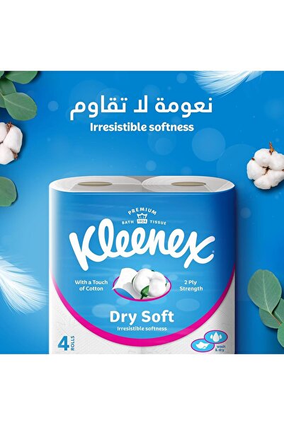 Kleenex Dry & Soft Toilet Paper, 2-Ply, 20 Rolls x 200 Sheets, Embossed Bath Tissue with a Cottony Touch
